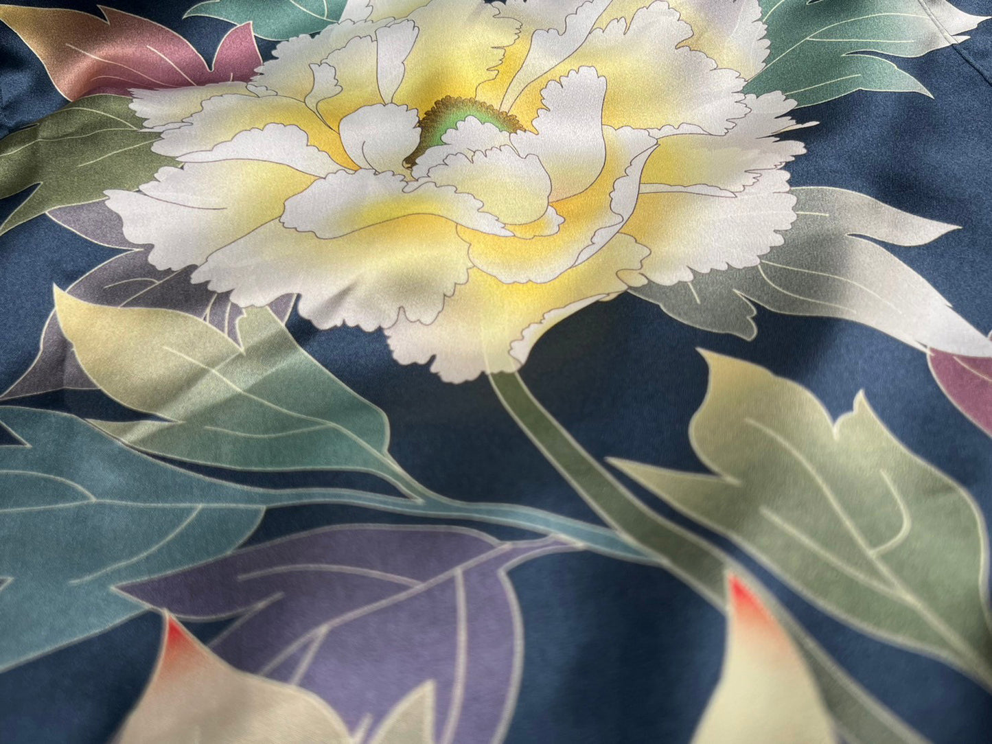Premiere Silk Kimono - Botan Navy