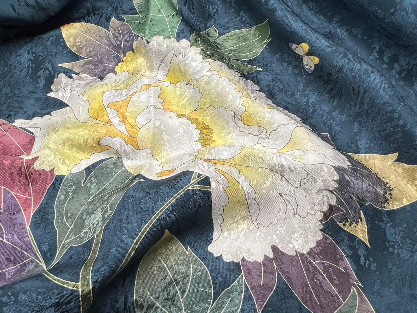 Premiere Silk Kimono - Botan Navy