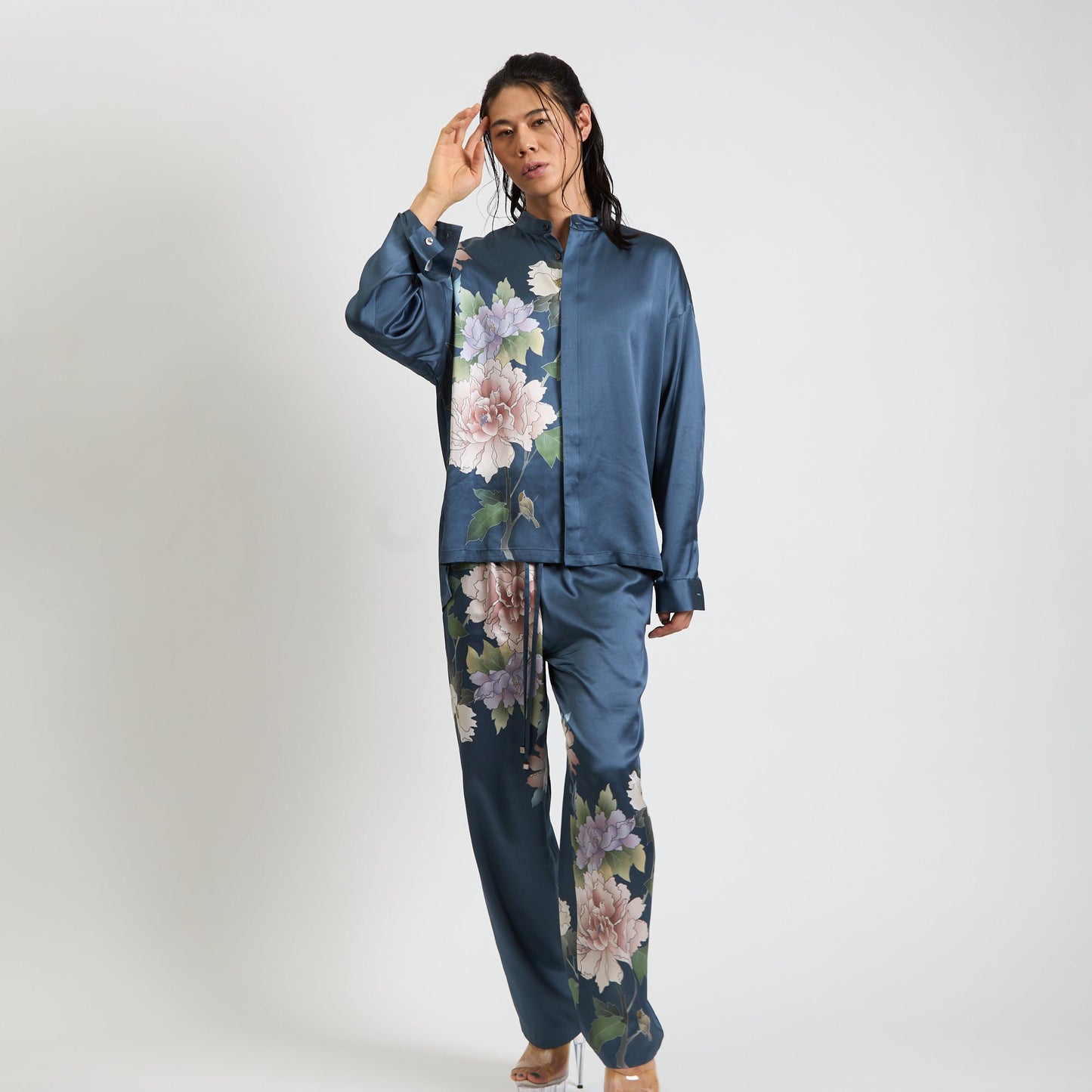 Kimono-Inspired Silk Trousers