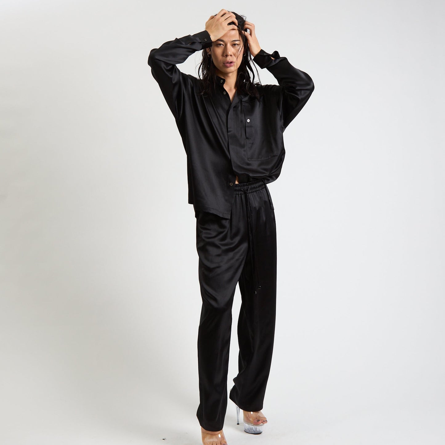 Solid-Dyed Silk Trousers