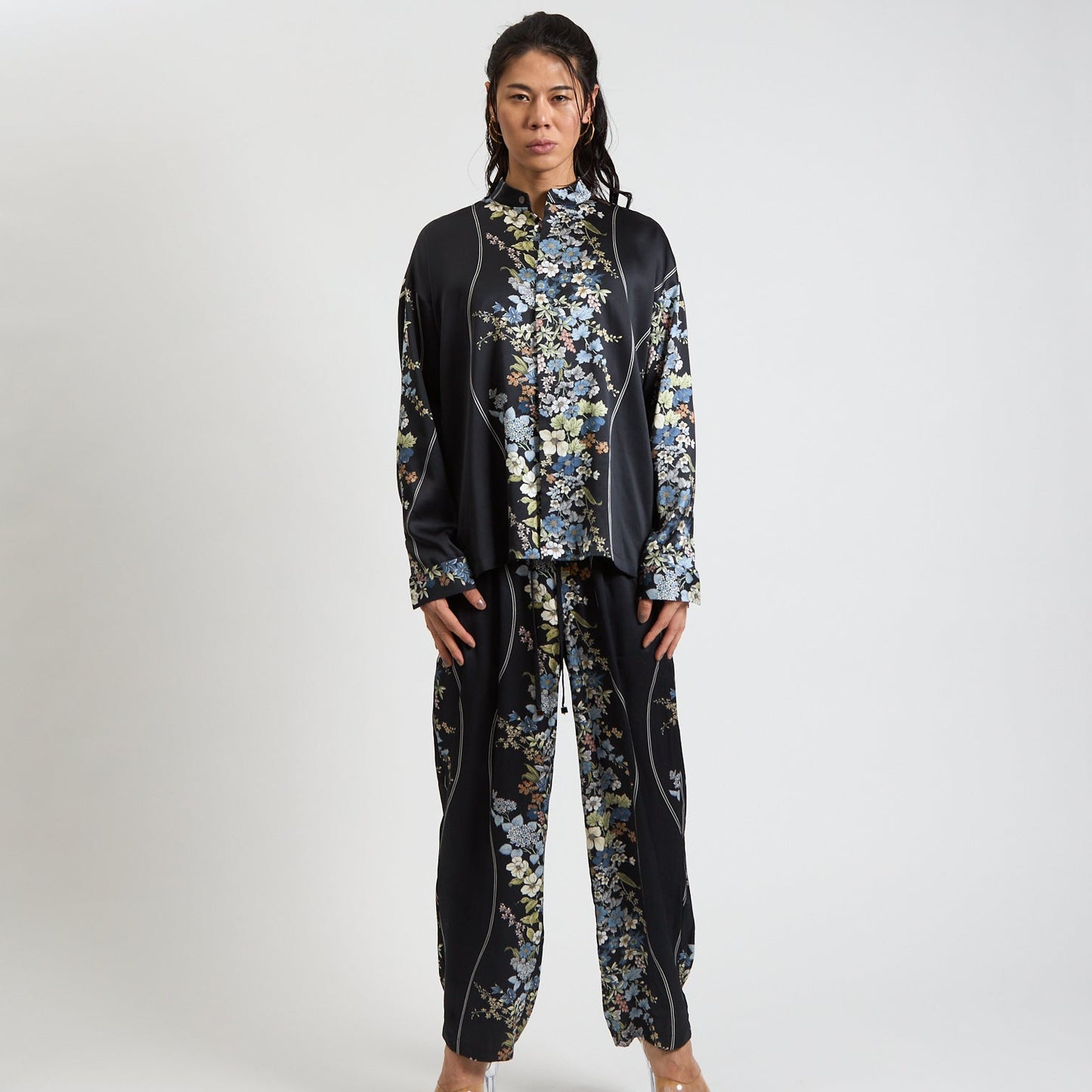 Kimono-Inspired Silk Trousers