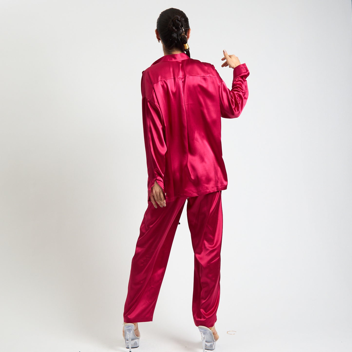 Solid-Dyed Silk Trousers